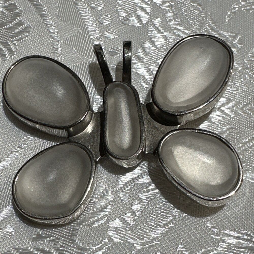 Large Vintage Rebecca Colins Silver Tone Butterfly Pendant Clip Brooch